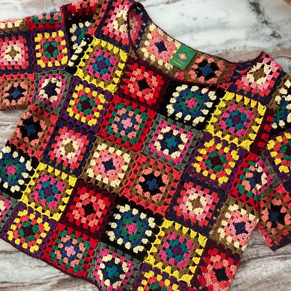 FARM Rio Tops - Colorful Crochet Patchwork Top